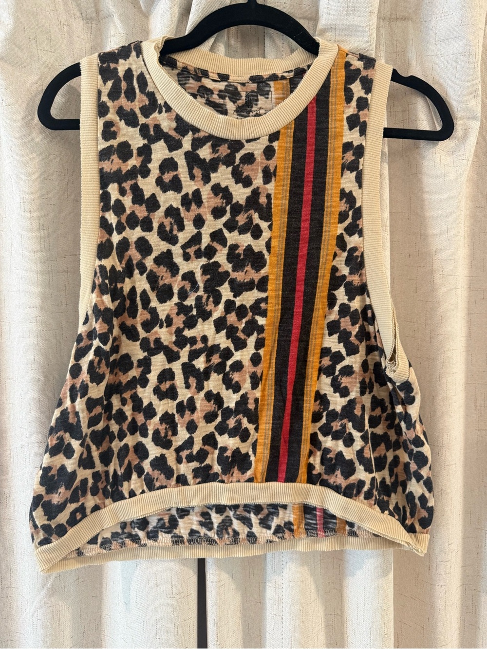 FP Movement by Free People Leopard Muscle Tank with Mustard and Red Stripe